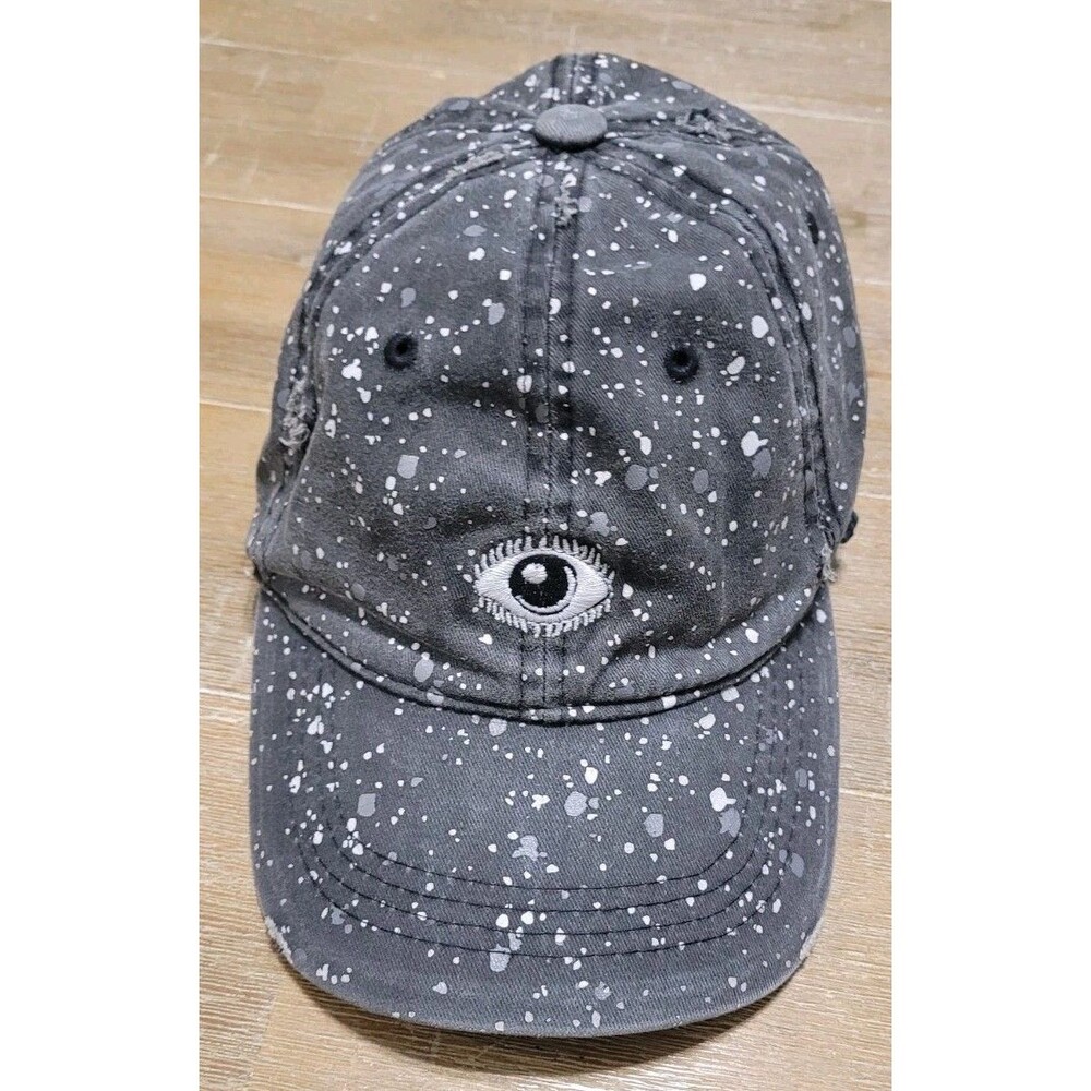 Third Eye - Evil Eye Faded Gray Hat With Splatter Spots Carbon Elements Cap Adj